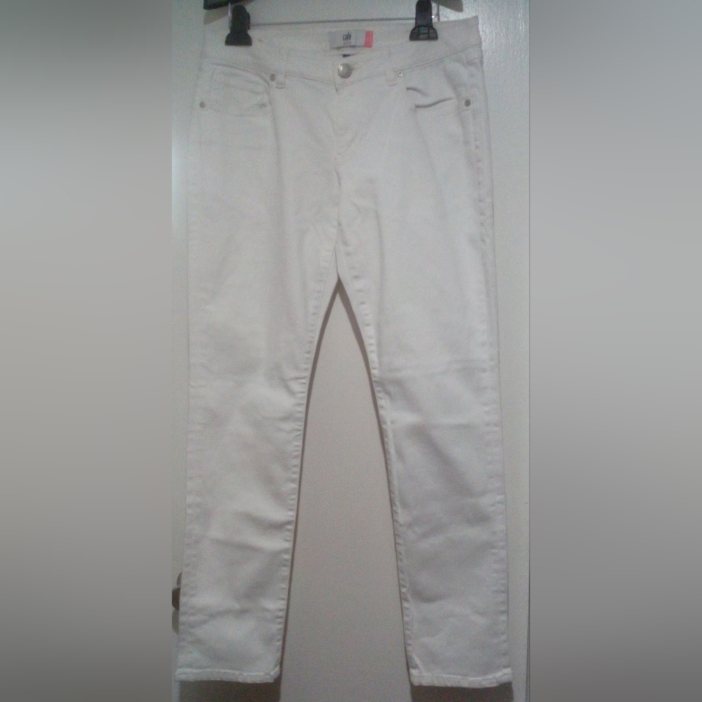 CAbi White Slim Boyfriend Jeans, Size 6